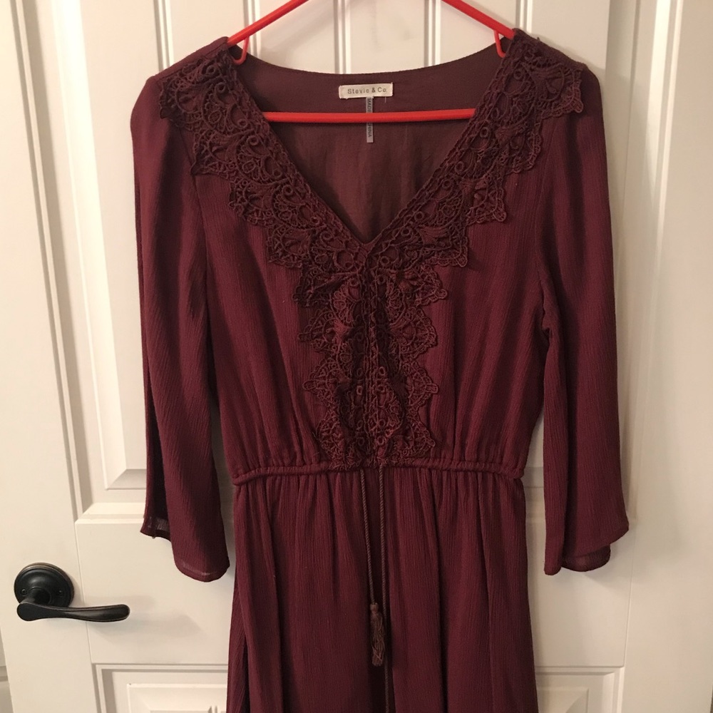 Stevie & Co. Burgundy Boho Dress